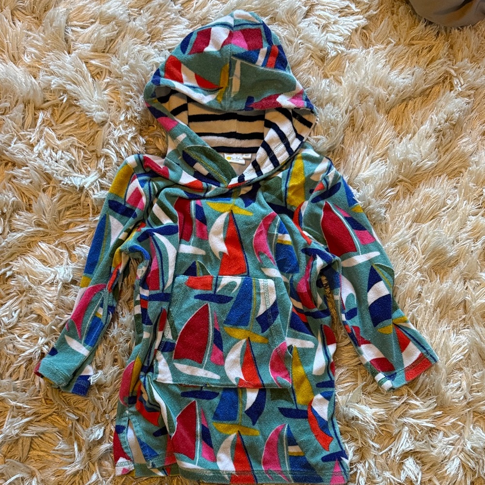 Mini Boden hooded terry beach coverup